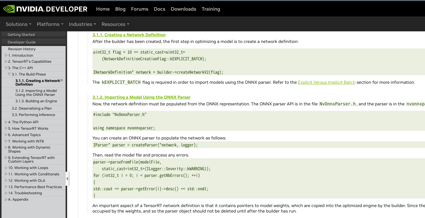 TensorRT API Document